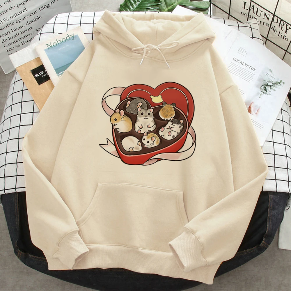 Hamster hoodies women graphic Kawaii anime Fleece pulls sweater women gothic clothing