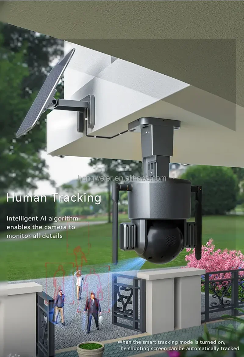 

HongGlobal 8MP Wireless Dual Lens Solar Power 4G IP Surveil CCTV Camera Niview 4K Security 4G Sim Card CCTV Solar Outdoor Camera