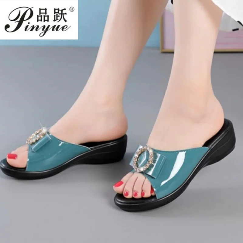 4.5cm Women's Slippers Sandals Summer High Heels Women Shoes Woman Slippers Summer Sandals Casual Shoes 34-42