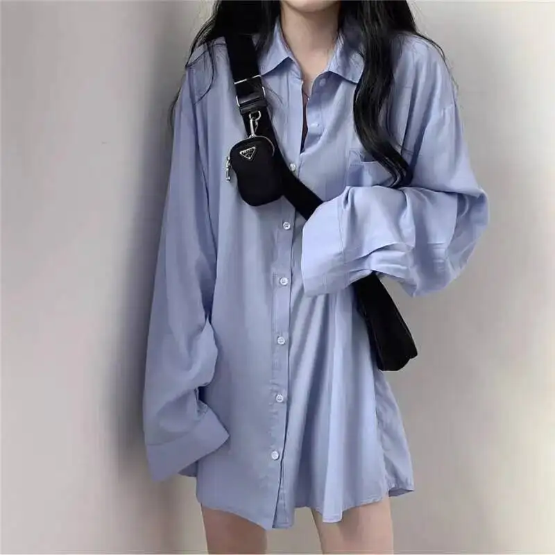 

White Shirts Women Fashion Black Tie Japan Style Preppy Students JK Girls Blouse Solid Loose Summer Button Up Tops New