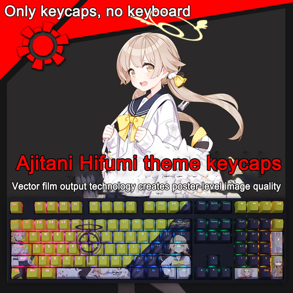 108 Keys Blue Archive Keycaps Arona Keycaps PBT Dye Subbed Cherry Backlit Keycaps Anime Key Caps For ANSI 61 87 104 108 Layout