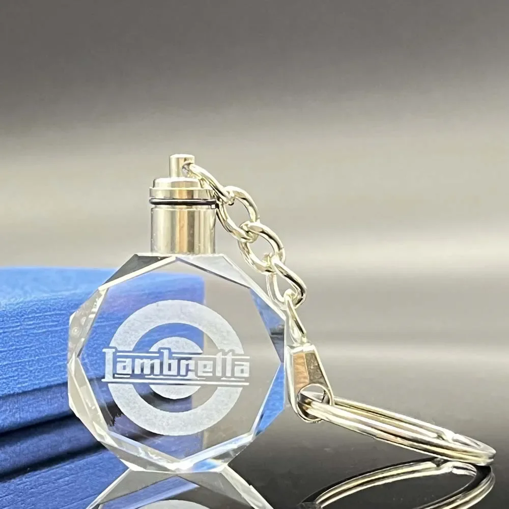 Keychain for Lambretta 7Color LED Light Crystal Keyring Motorcycle Key Pendant For Lambretta X300 V200 V125 G350