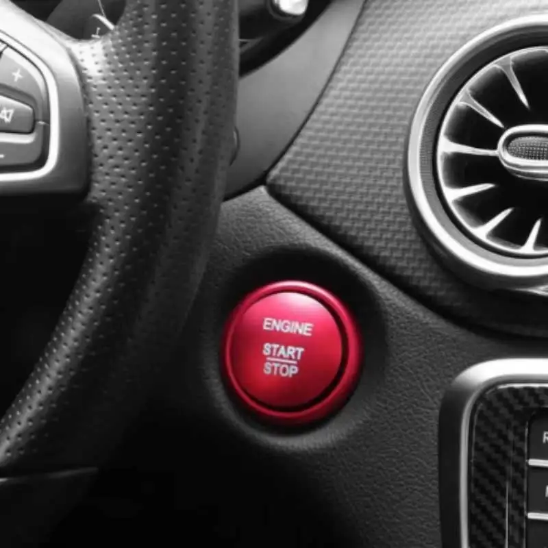 2Pc Engine Start Stop Ignition Key Ring Cover for Mercedes Benz C-Class CLA GLA GLC, One Click Start Decoration Sticker for Cars
