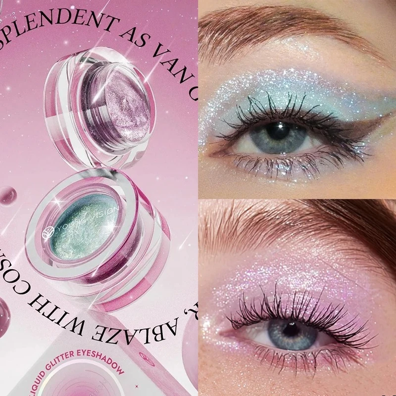 Sombra de ojos líquida de gelatina de 7 colores, brillo de agua de alto brillo, secado rápido, resistente al agua, sombra de ojos de larga duración, maquillaje resaltador