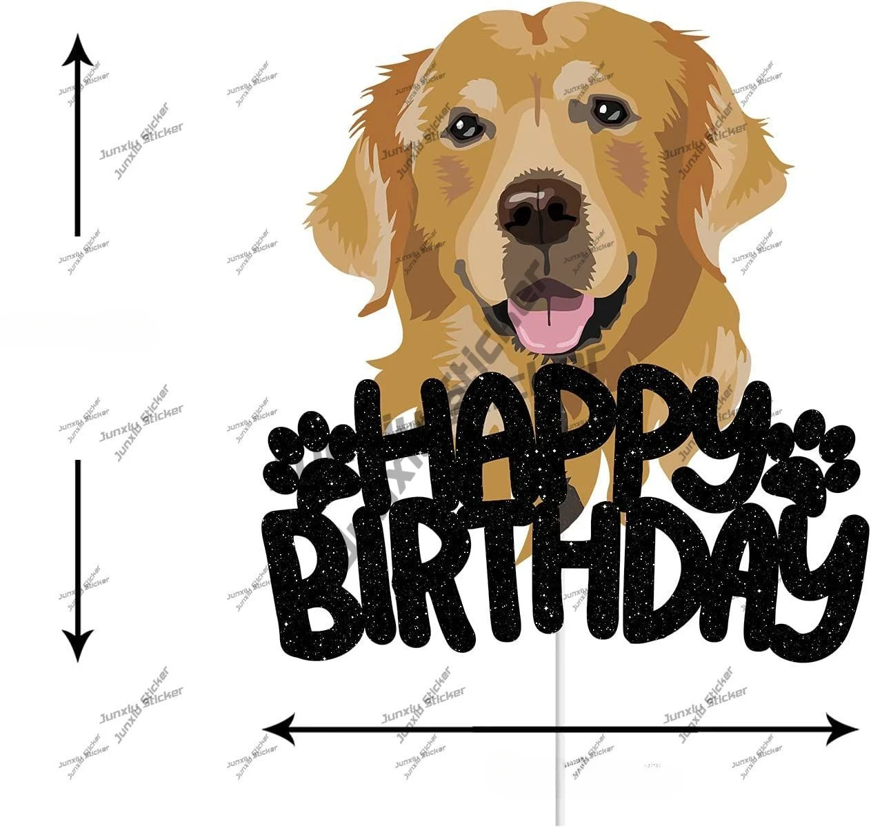 

Golden Retriever Theme Happy Birthday Party Decortaons Sticker Dog Cake Topper Labrador Family Gathering Decal Cover Scratches