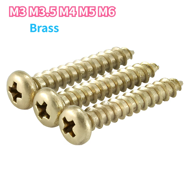 النحاس جولة رئيس فيليبس المسمار الذاتي التنصت M3 M3.5 M4 M5 M6 الخشب المسمار طول 6 مللي متر ~ 50 مللي متر #1