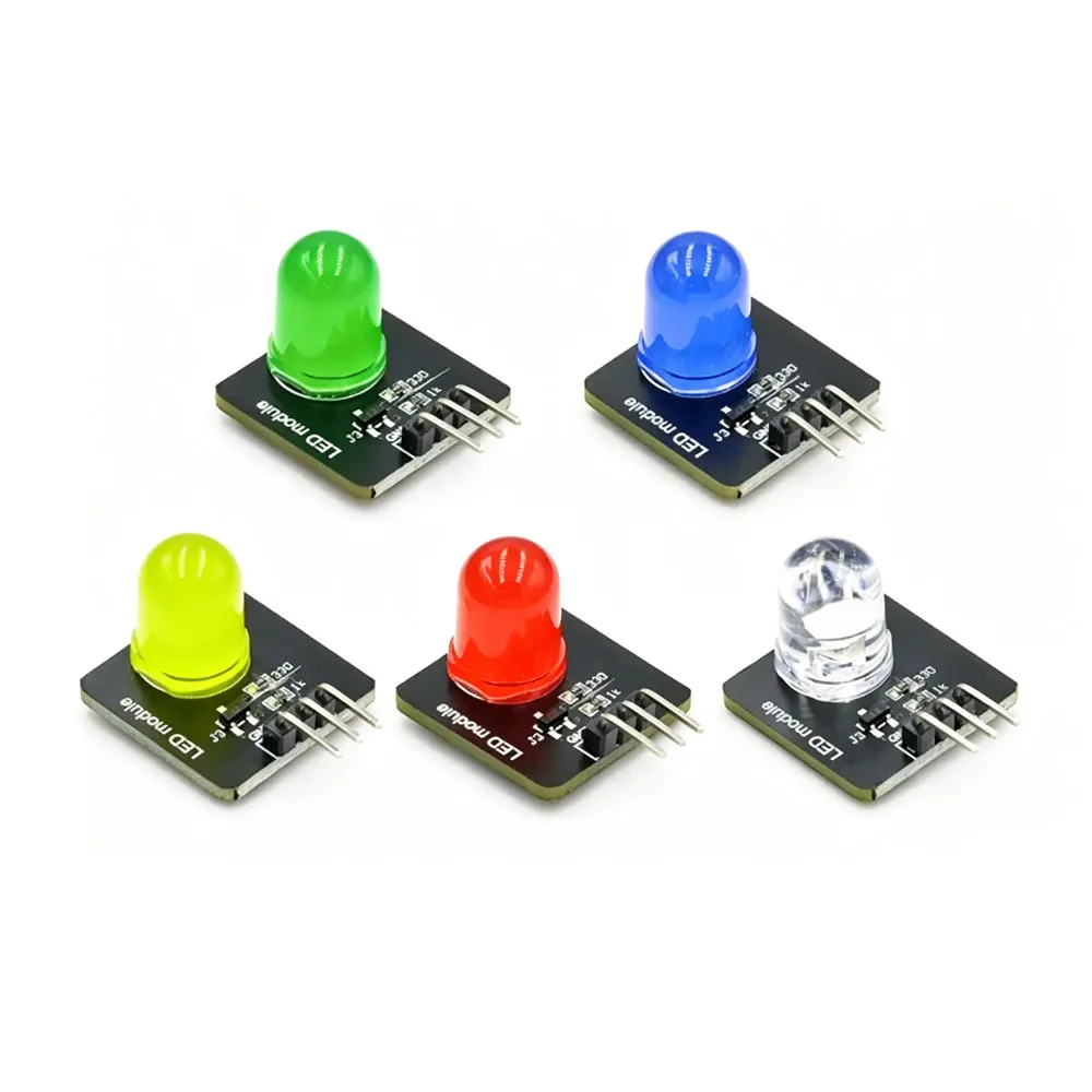 5pcs DC 3.3V-5V 10mm Luminous  LED Light Sensor Indicator Light  Light-emitting Module for Arduino Microcontroller Control