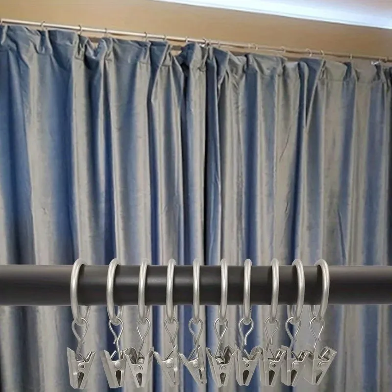 Easy Slide On Rod 25mm Metal Curtain Hanger Rings 64 pcs, perfect for Bathroom Shower Panels, Rust Resistant Finish