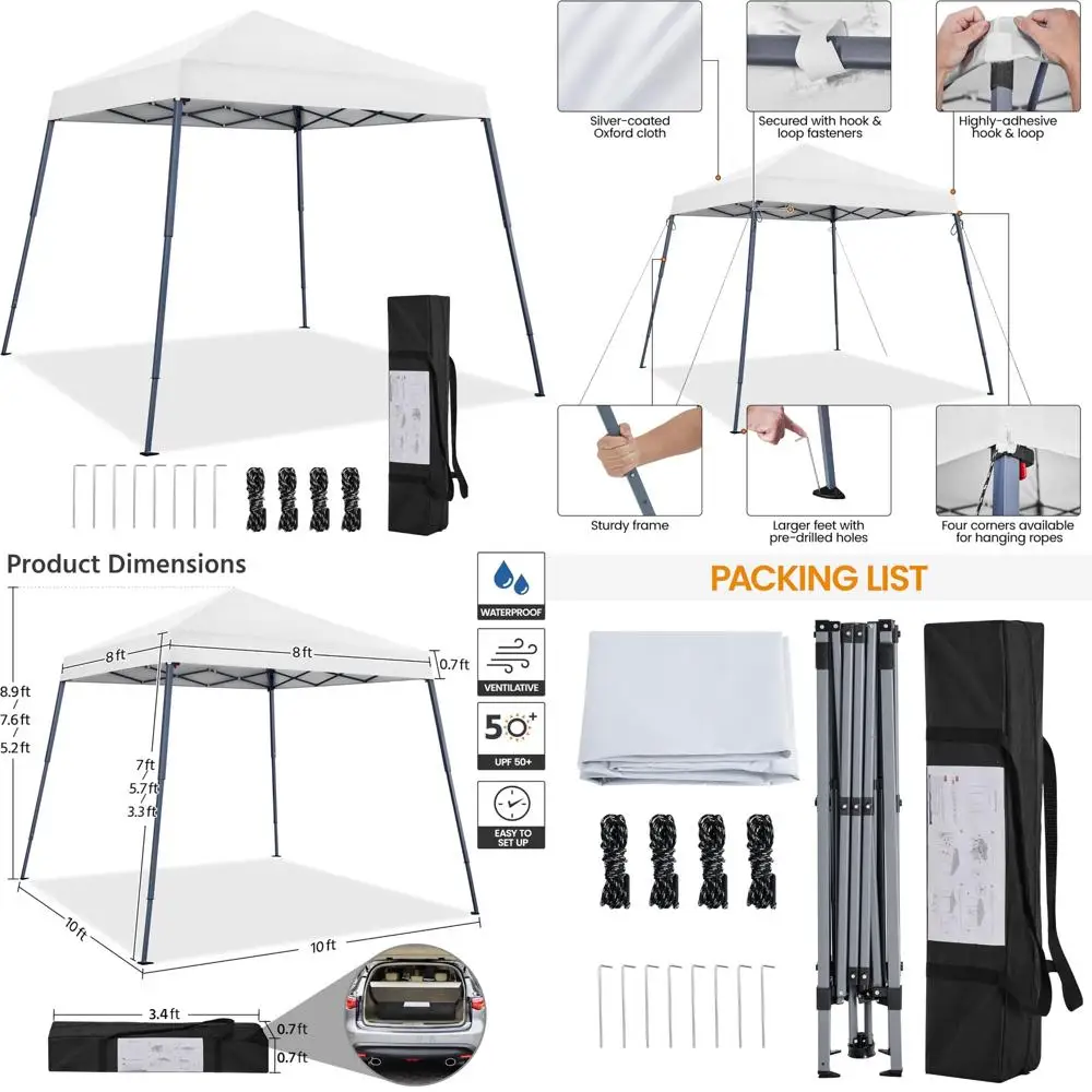 

Portable Outdoor Pop Up Canopy Tent, 10x10 Folding Instant Shelter with Easy Setup, Slant Leg Design for Outdoor Events and Acti