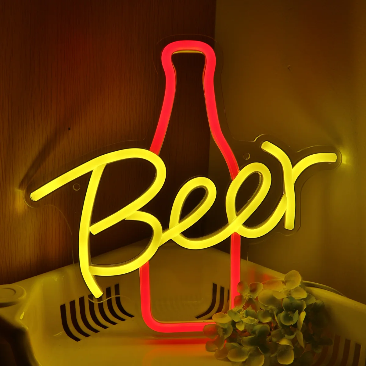 1pc Beer With Bottle LED Wall Neon Art Sign For Party Influencer Living Room Club Bar Juice Shop Decoration 9.88''*9.45''