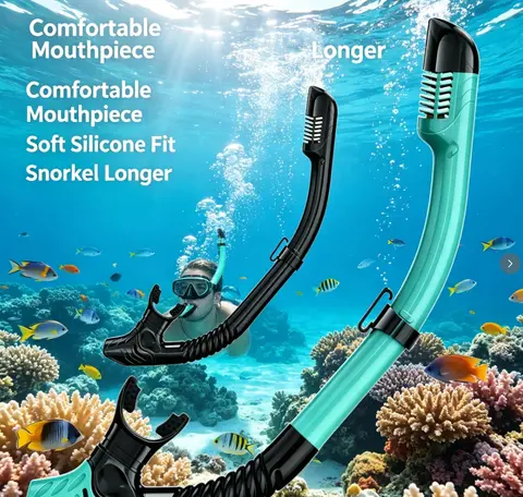 Full Dry Snorkel Easy Breathe Diving Snorkel for Scuba Diving Freediving Swimming Top Dry Valve Food‑Grade Silicone Mouthpiece