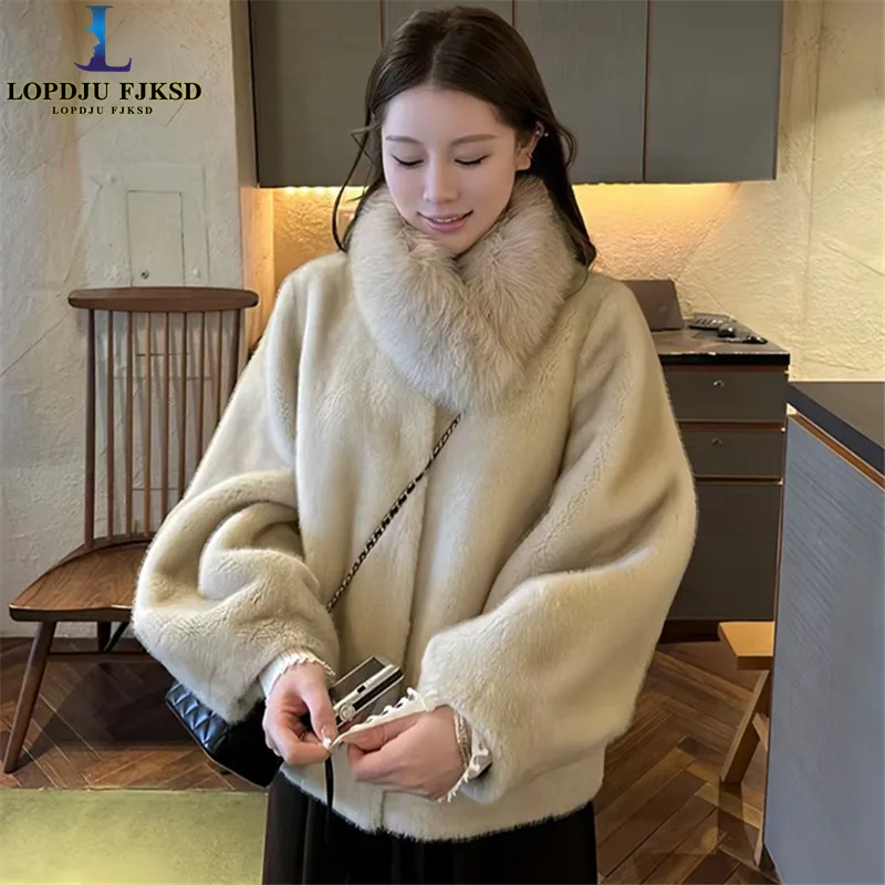 Faux Mink Fur Coats for Women,O-Neck Jackets,Covered Button Overcoat,Female Clothes,Thicken Warm,New ,Winter,2026
