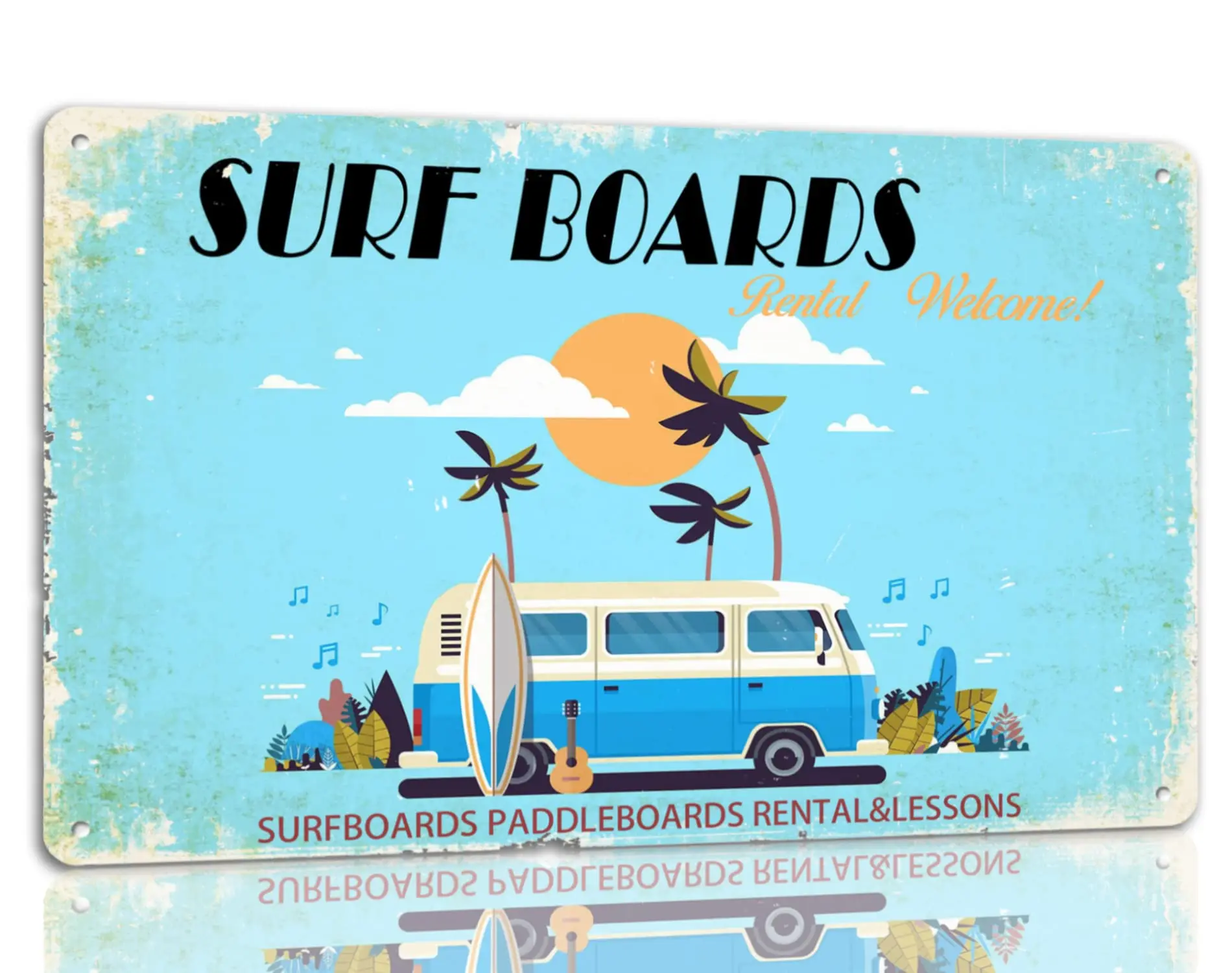 Surf Boards Rental Metal Tin Sign Funny Beach Surf Decor Signs For Home Cafe Bar 8x12 Inch