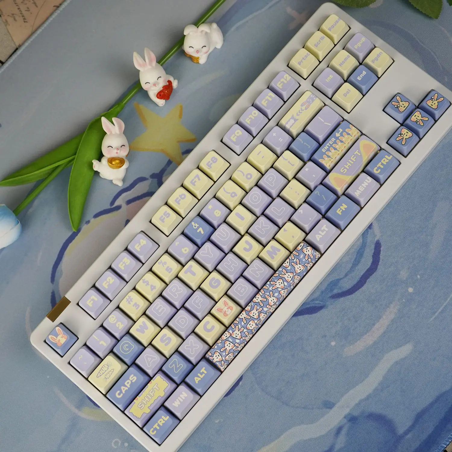 Blue Rabbit Mechanical Keyboard Keycaps MDA  Profile PBT Keycaps for Xmas Gift Key Cap for GMK 61/84/87104/108 Keyboard