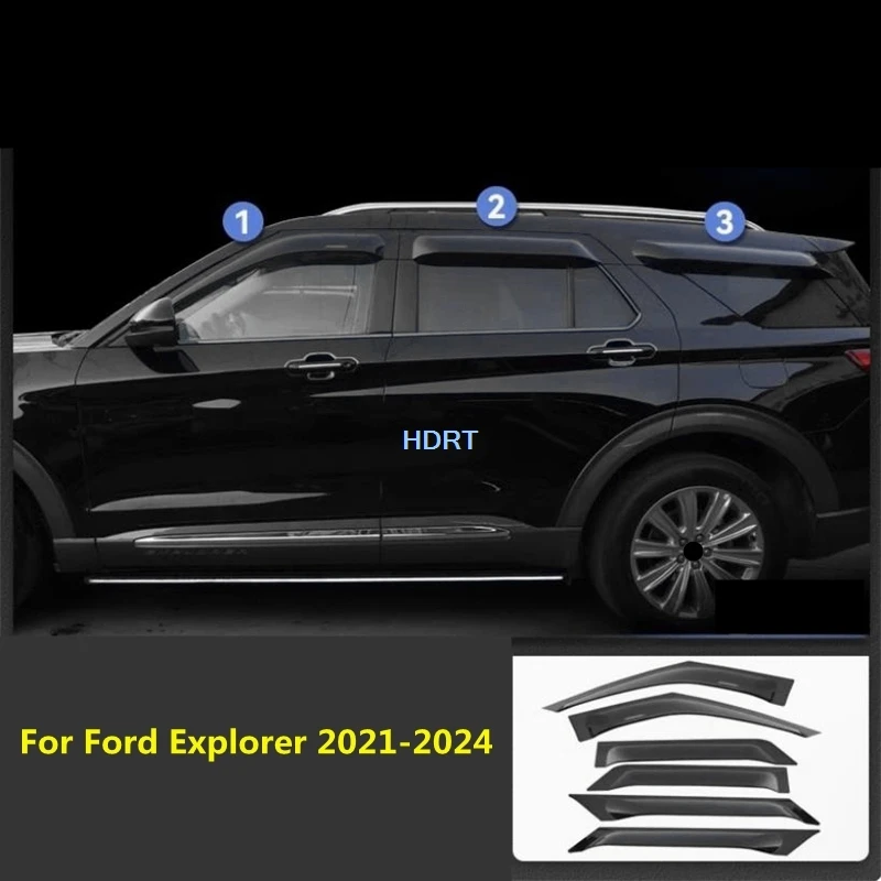 For Ford Explorer 2021-2024 Car Styling Window Visor Side Vent Sun Rain Deflector Shade Weather Shield Shelter Cover Accessories