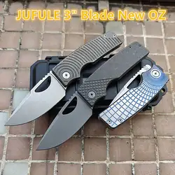 JUFULE New OZ Rosie Titanium Handle Real 60+ HRC 154CM Steel Ceramic Bearings Pocket EDC Tool Camping Hunt Outdoor Folding Knife
