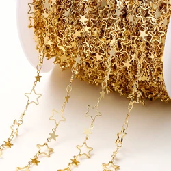 0.5/1Meter 14K/18K Gold Color Plated Copper Five-Pointed Star Chains Necklace Chains for DIY Jewelry Making Findings Accessories