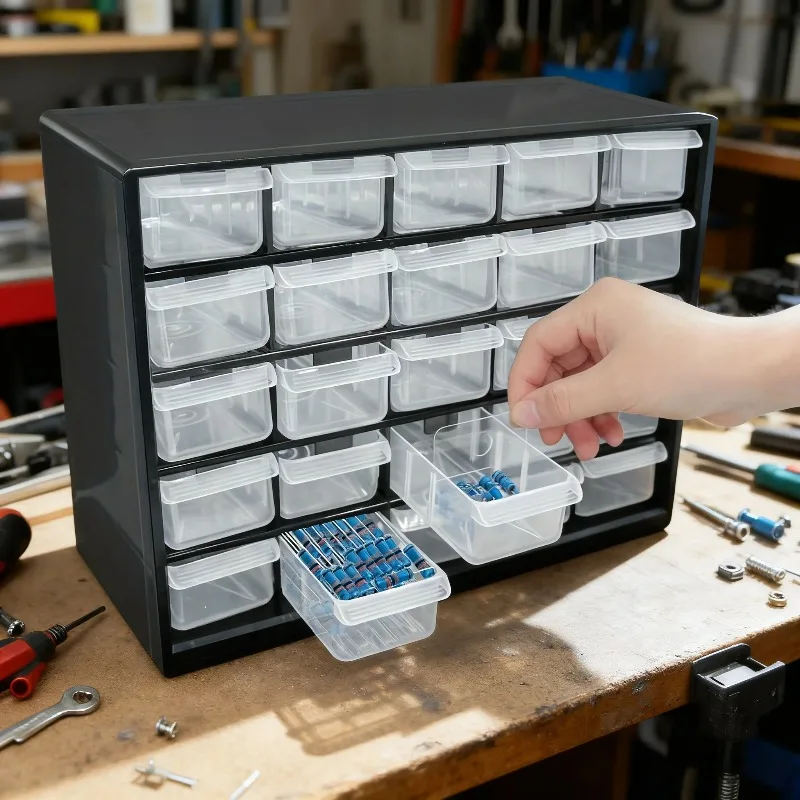 Multi-Grid Drawer Type Parts Box Wall-mounted Combined Component Tool Box Building Blocks Screw Storage Case Tool Organizer