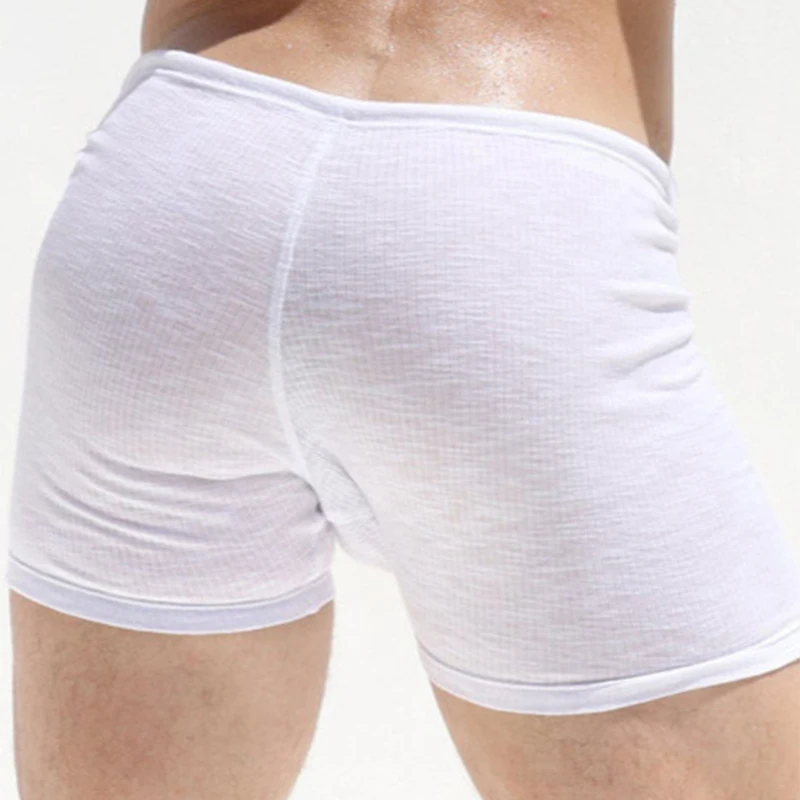 Sports Fitness Stretch Slim Shorts Mens Sexy Solid Color Skinny White Shorts Pajamas Men Casual Drawstring Lace-up Ribbed Shorts