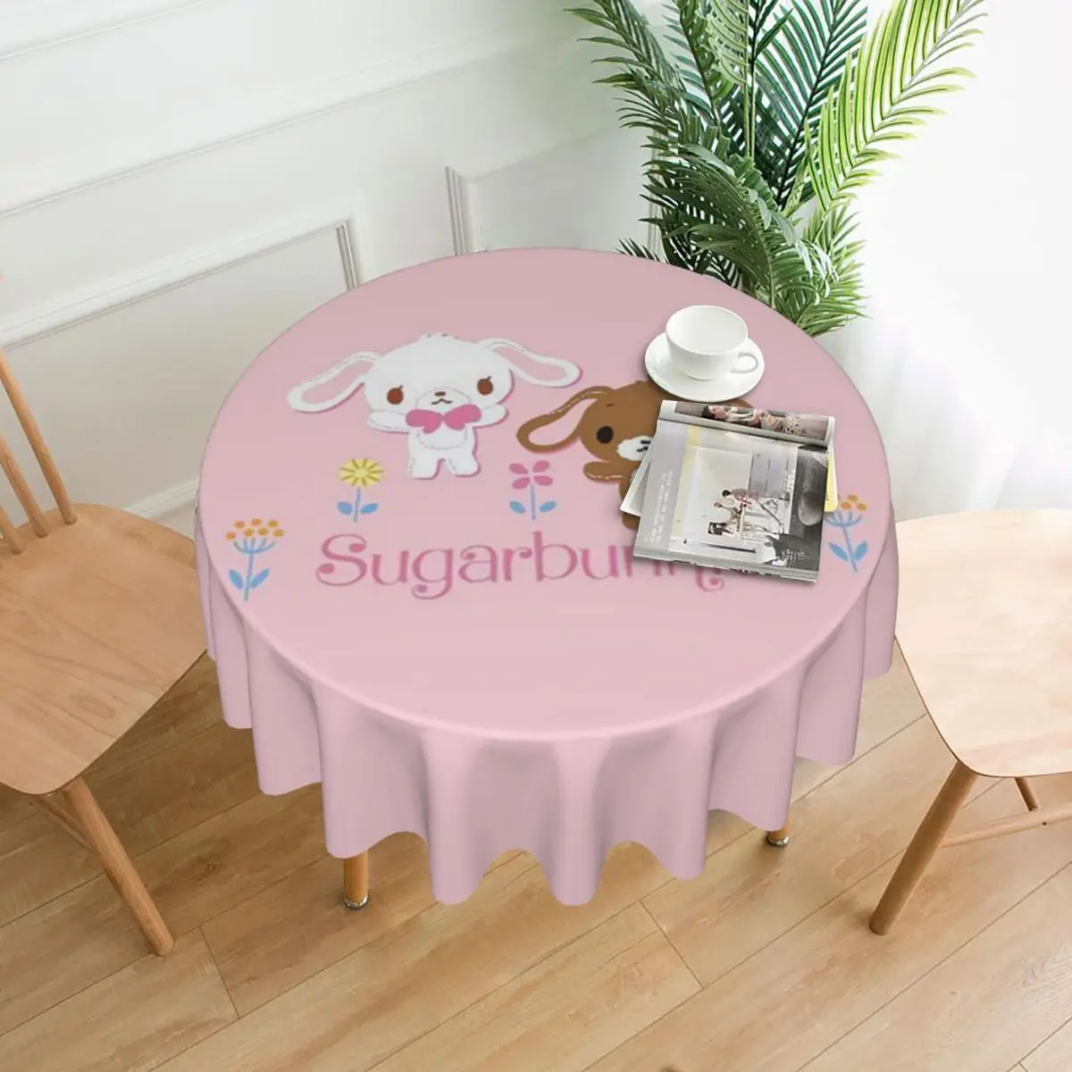 

Sugarbunnies Waterproof Round Tablecloth Oilproof Table Cloth for Kitchen Events Dining Table Cover 60 inch