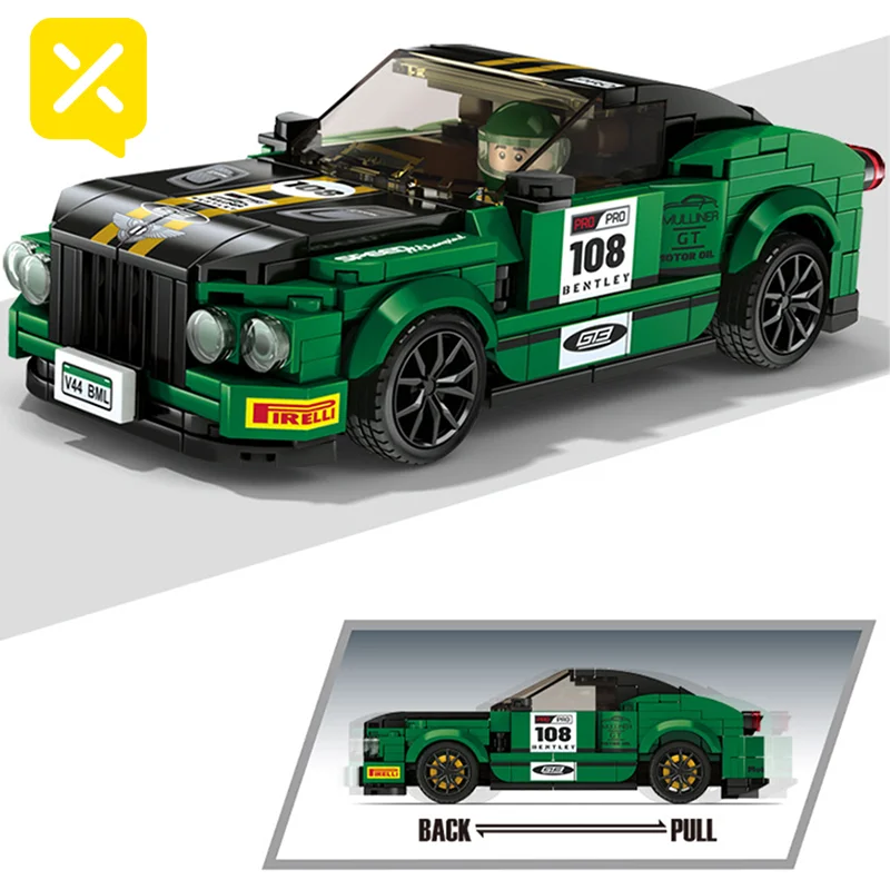 Ensemble de construction de voiture de course à cordes, 362 pièces, avec figurine de conducteur, adapté aux enfants et aux adultes, bloc de construction, jouet cadeau