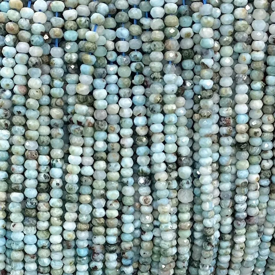 Larimar Blue Faceted Roundelle Loose Beads 3*4mm 38cm Wholesale for DIY Jewelry Necklace Nature-inspired