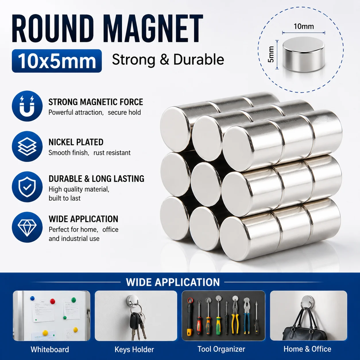 10/20PCS 10X5MM 8X2MM Disc Magnets Round Magnets For DIY Projects Tools Office Home Organization Crafts Models Repairs Storage