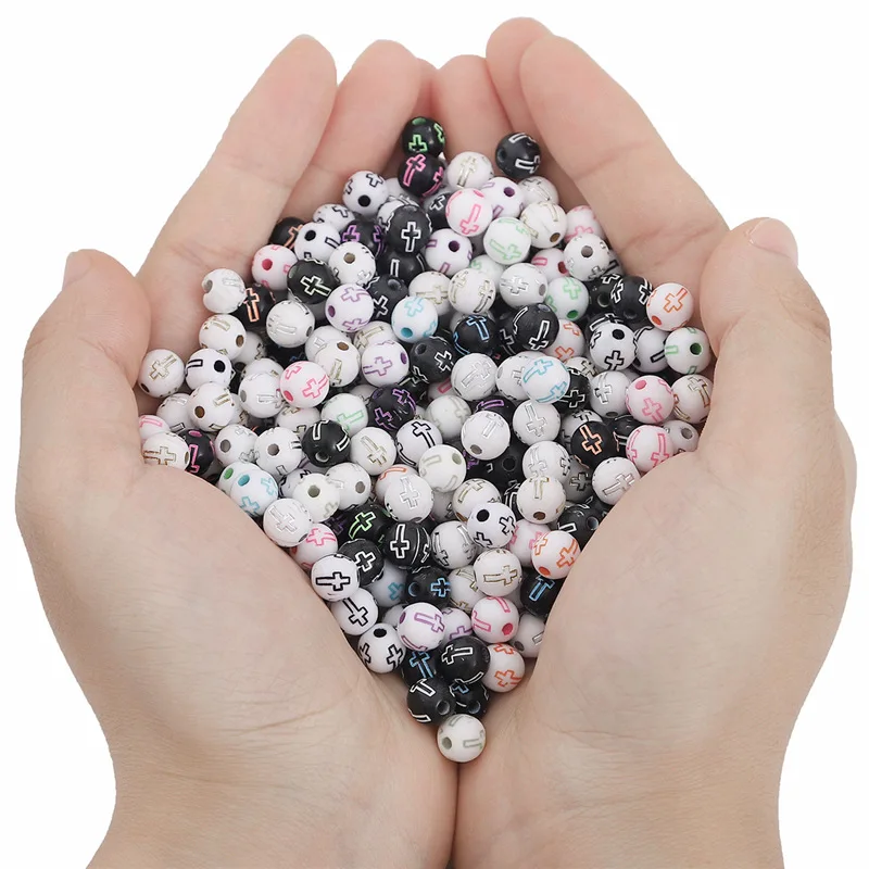 خرز متقاطع ملون من الأكريليك مقاس 8 مم - مجموعة صنع الأساور المصنوعة يدويًا، لوازم الديكور الدينية لإكسسوارات المجوهرات #6