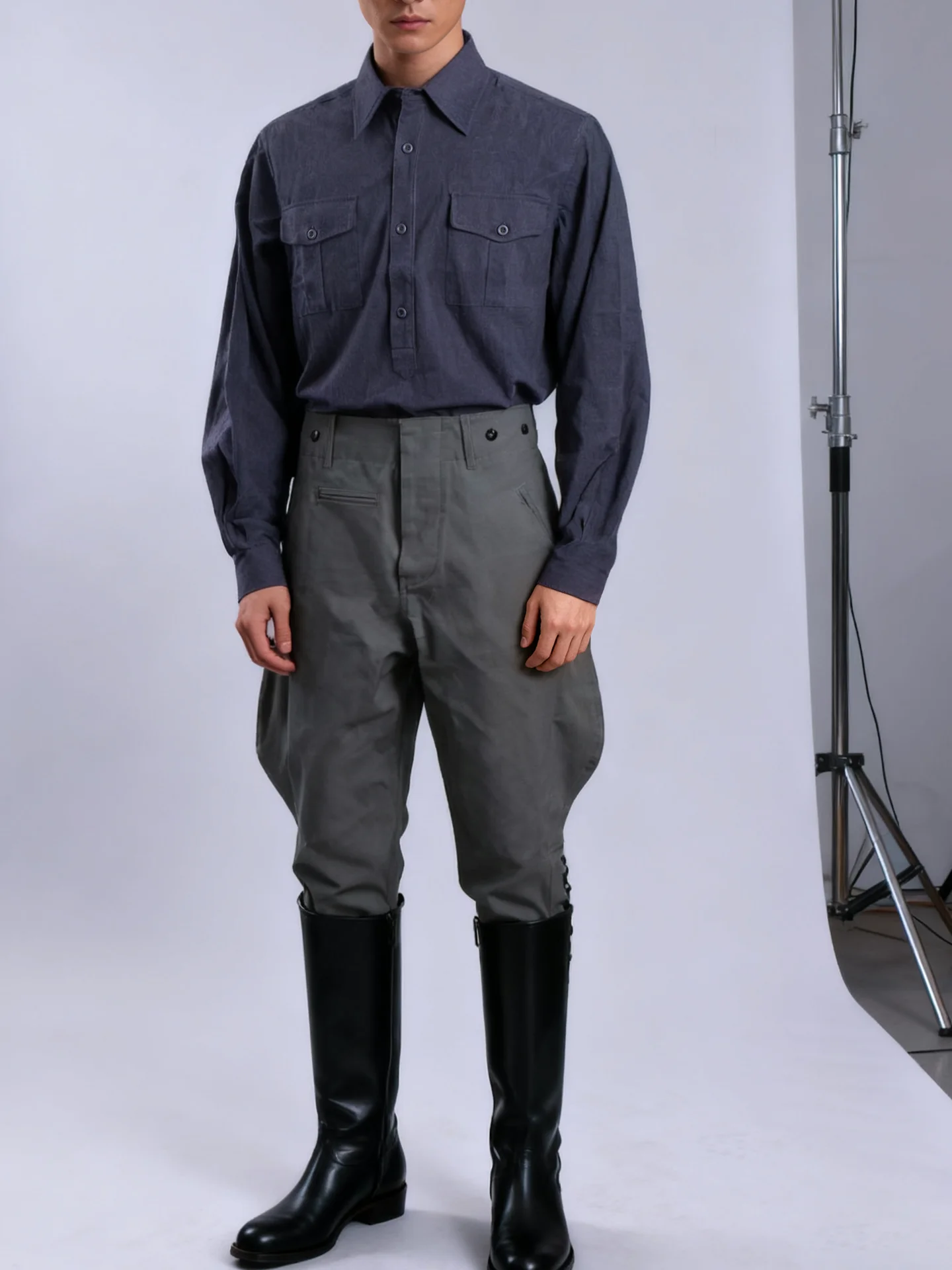 

Thiened ey M Long Sve Overhead irt Retro Sle Breathable Cotton Polyester Blend Four Seasons Suitable for Youth