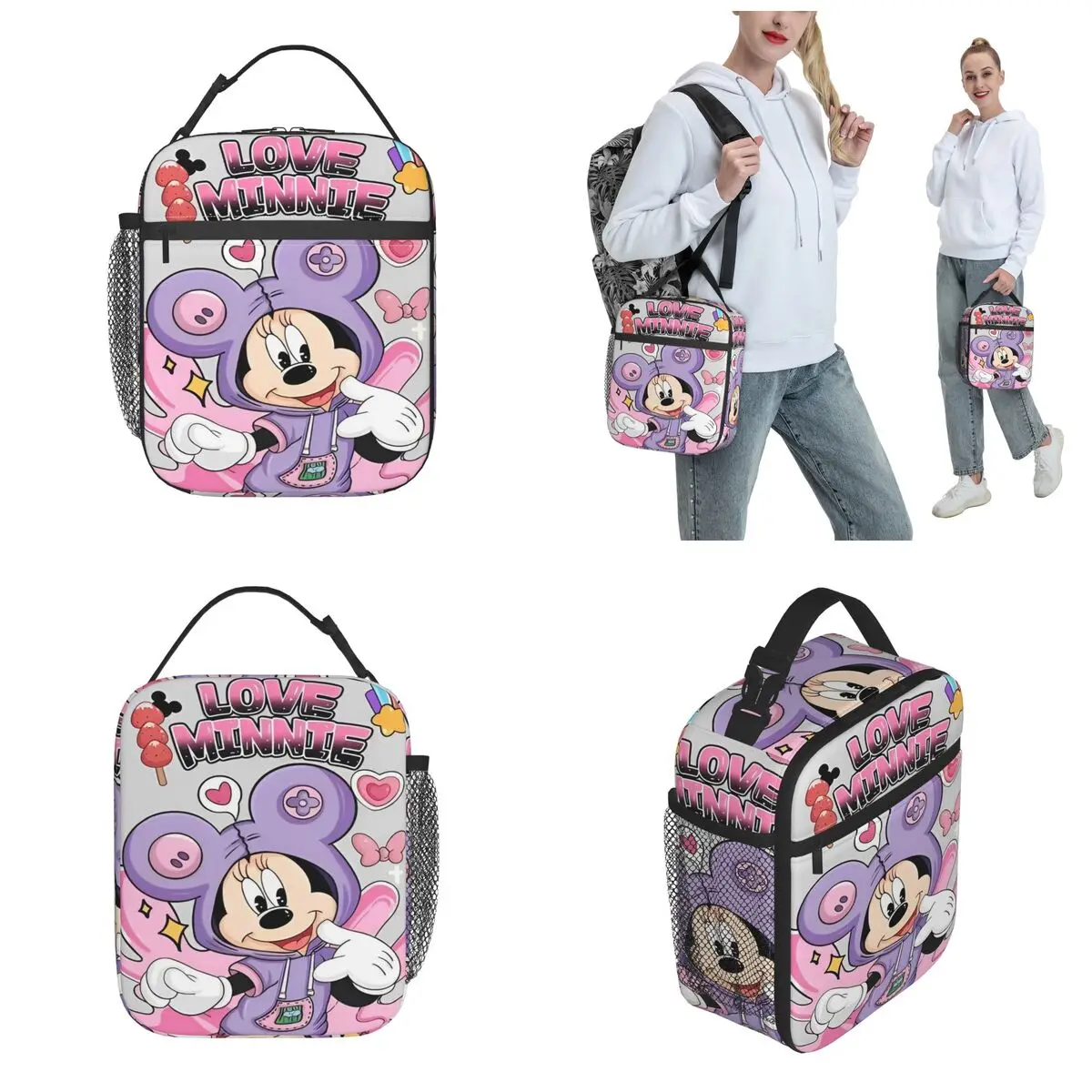 Geïsoleerde Lunch Tas Minnie Mouse Product Food Box Mode Koeler Thermische Lunchbox Voor Reizen