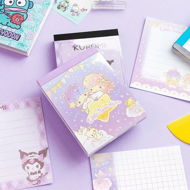 12pcs/lot Sanrio Melody Kuromi Hangyodon Memo Pad Cute Sticky Notes Stationery Label Notepad Planner Sticker Post School Supply