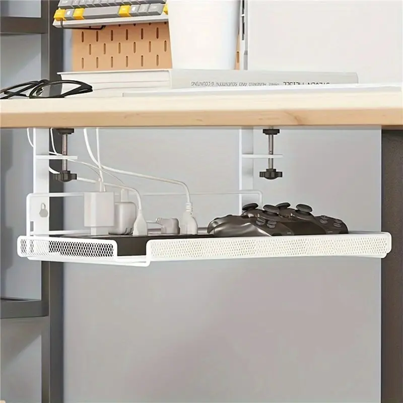 BAAJ-2X Under Desk Cable Management Tray, Workstation Storage, Metal Cable Tray Basket,Standing Desk Style 1