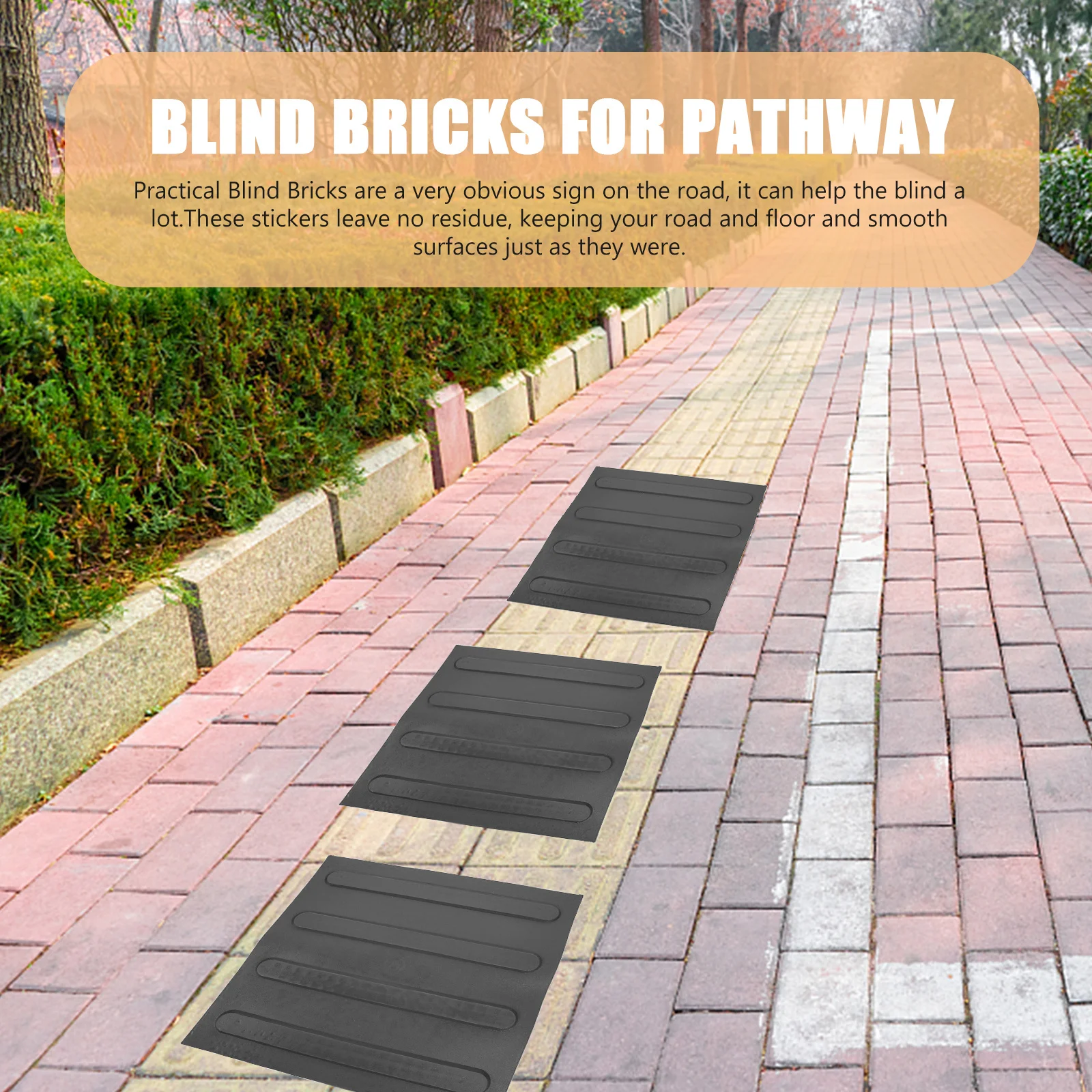 

4 Sheets Blind Bricks Strong Rubber Material Easy Clean Floor Stickers for Pathway Patio Multifunctional Paving