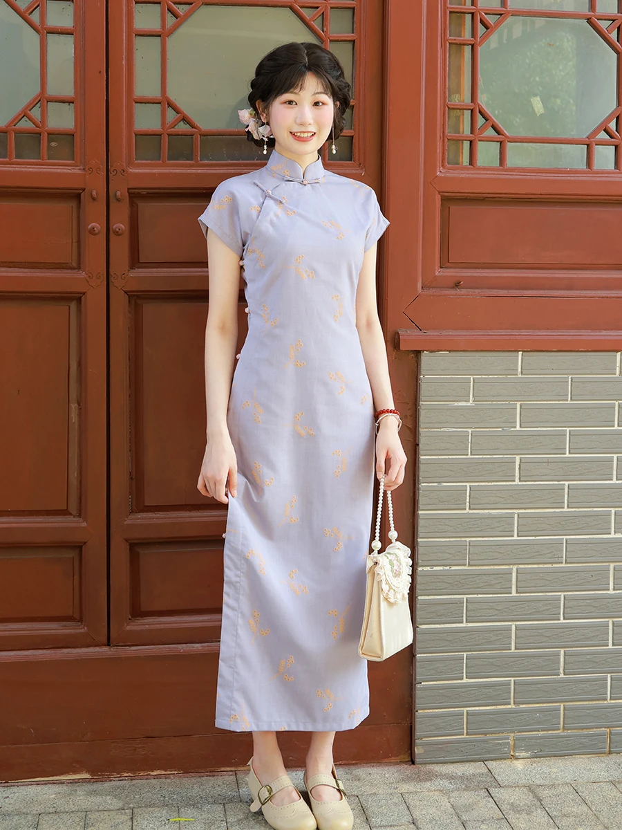 

Длинная юбка Jiangnan Fu Purple в традиционном винтажном стиле для повседневной носки, молодежная, элегантная, красивая, дышащая