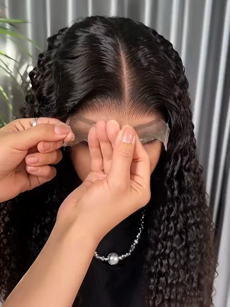 

HD 13x7 Curly Lace Frontal Human Hair Wigs 40 Inch Deep Wave Transparent Peruvian Water Wave Glueless 6x6 Lace Closure Remy Wig