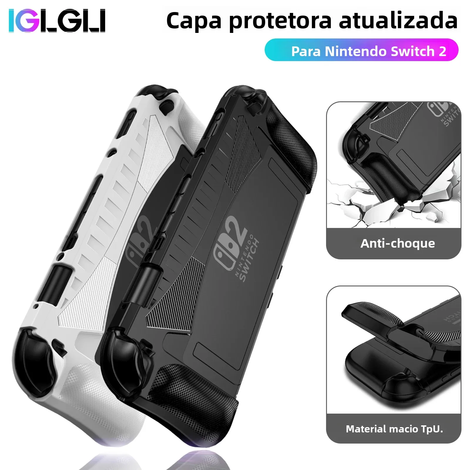 Capa para nintendo switch 2 (2025), capa protetora atualizada, conforto ergonômico, anti-arranhões, tpu grip shell switch2 acessórios