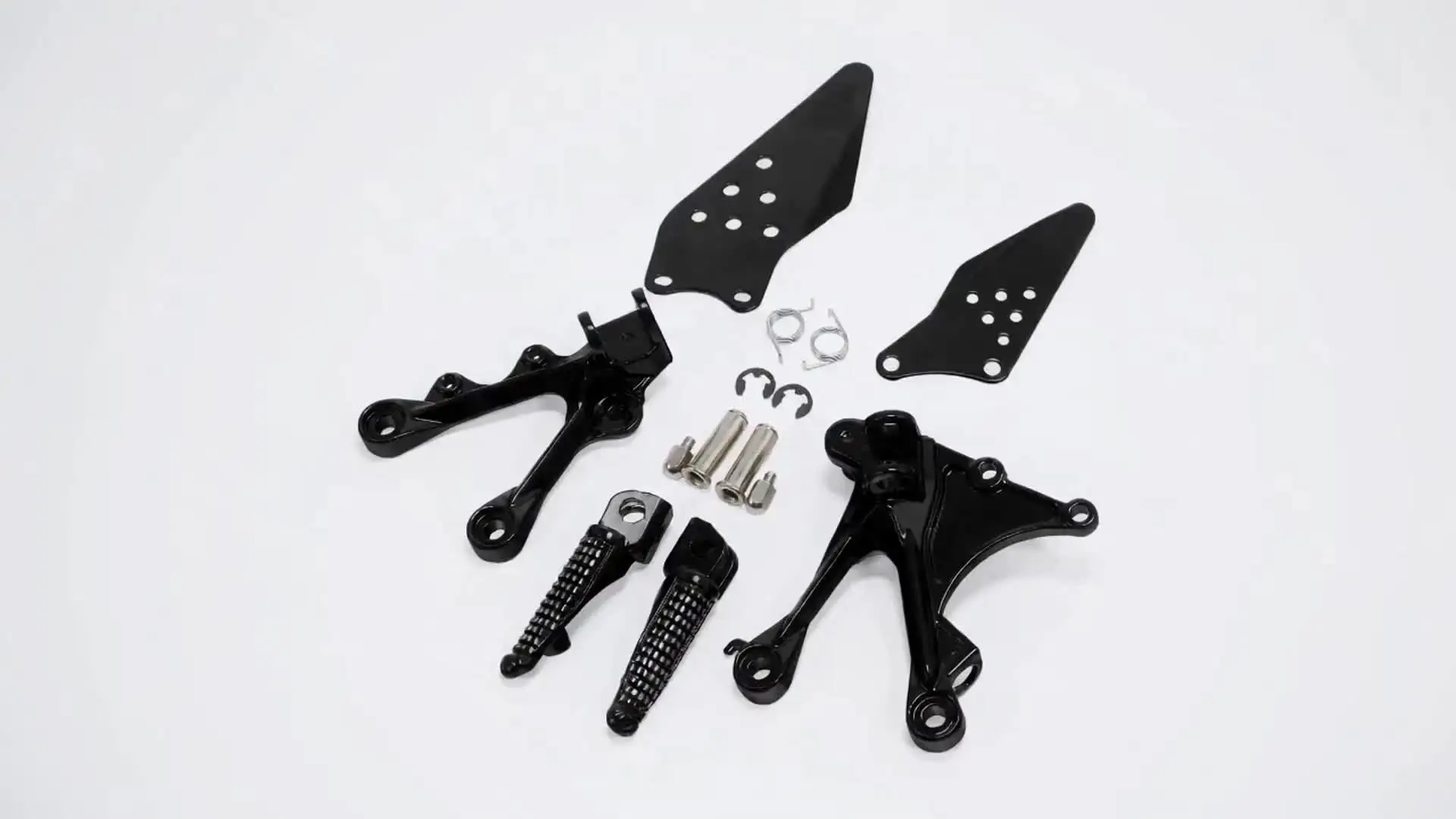 Motorcycle Black/Matte Black/Silver Front Footrest Foot Pegs