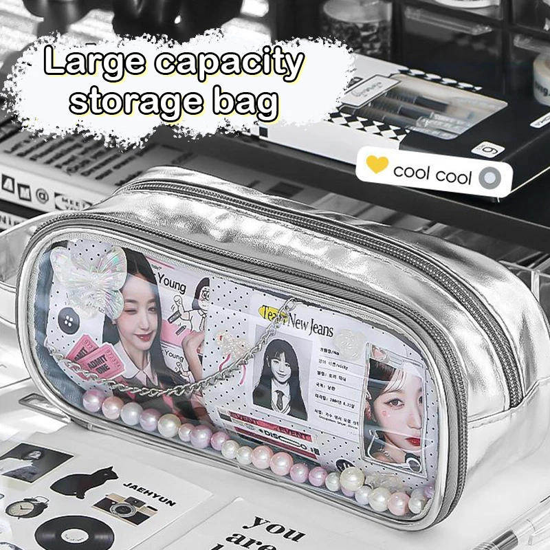 Прозрачный стилус, приблизительная емкость, сумка для хранения канцелярских принадлежностей, дорожный органайзер для косметики, студенческие принадлежности