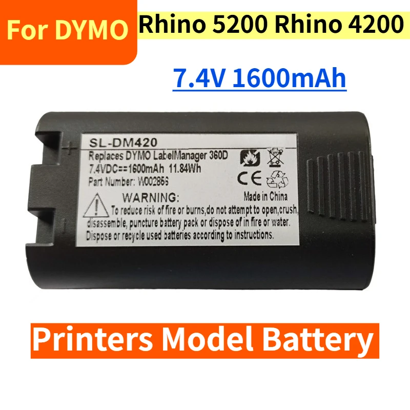

7.4V 1600mAh Printers Model Battery W002856 for DYMO Rhino 5200 Rhino 4200
