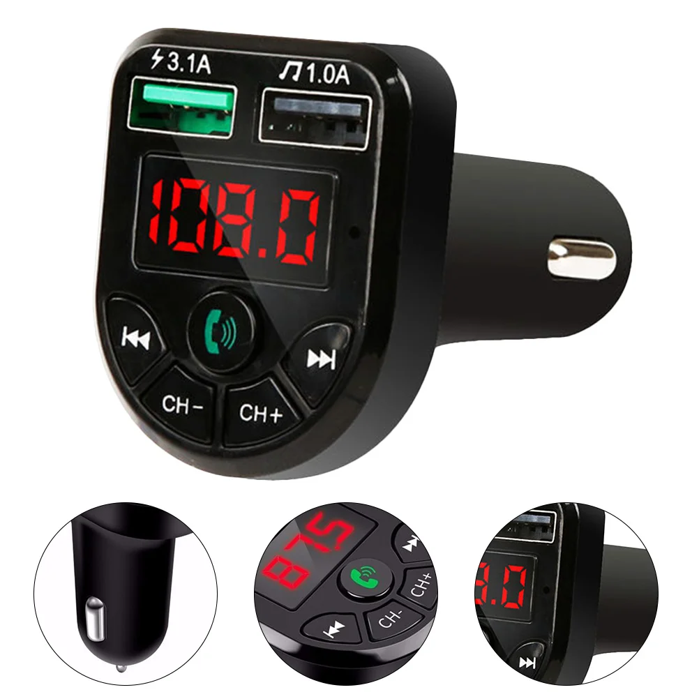 

Dual-Port 3.1A Car Receiver Fm Transmitter Wireless Music Player Hands-Free Call Usb Led Display 5V Fast Charging
