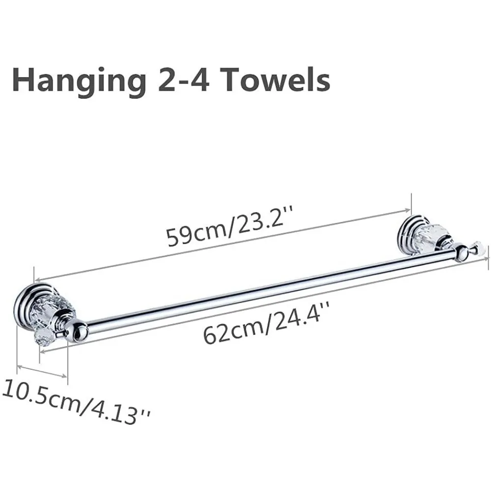 24 Inch Chrome Towel Bar and Ring Set, Single Hand Towel Holder, Modern Bathroom Hardware for Stylish Storage