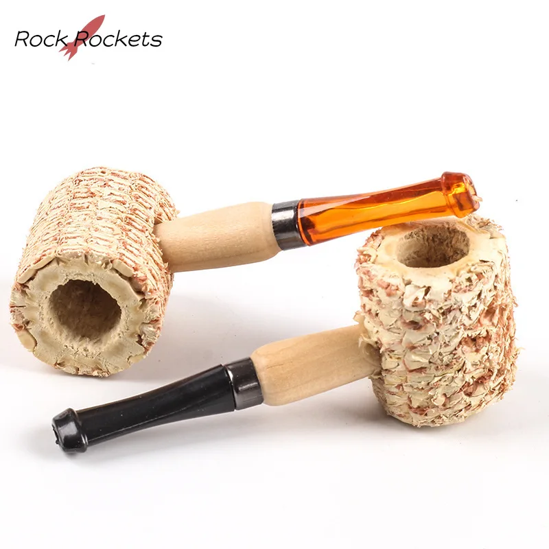 R&R 10Pcs Disposable Corn Shape Smoking Pipe Natural Corncob Herb Tobacco Pipes Cigarette Filter Pipes Tools Smoke Accessories