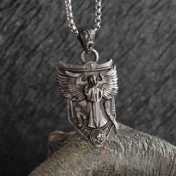 Retro Devil Shield Pendant Necklace Men\\'s Fashion Trendy Jewelry Accessories