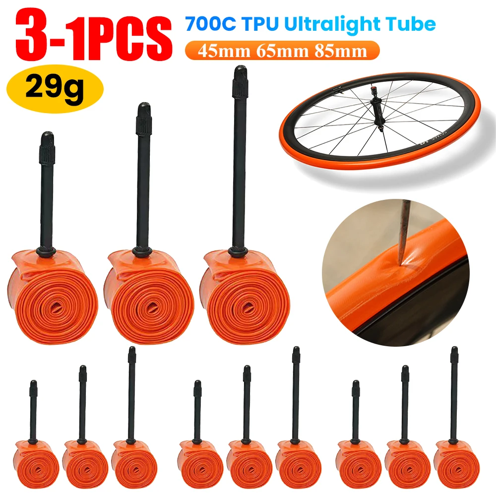 1-3PCS Road Fahrrad TPU Reifen Mini Tragbare Französisch Ventil Innenrohr 700C 45/65/85mm Länge Ventil Leichte Fahrrad Zubehör