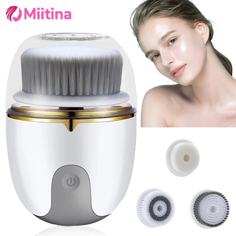 

3 in 1 Electric Facial Cleansing Brush Device Silicone Deep Cleansing Exfoliator Cleaner Vibration Massager Exfoliating Beauty