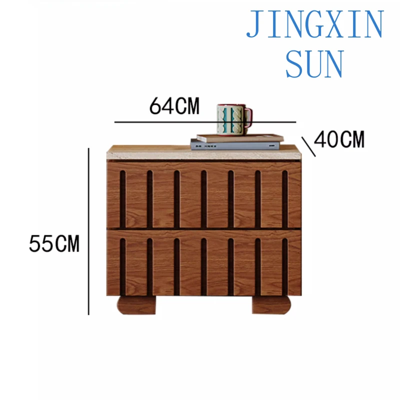 Simple Wood Nightstand Minimalist Marble Nordic Luxury Bedside Table Aesthetic Trendy Comodini Camera Letto Bedroom Furniture
