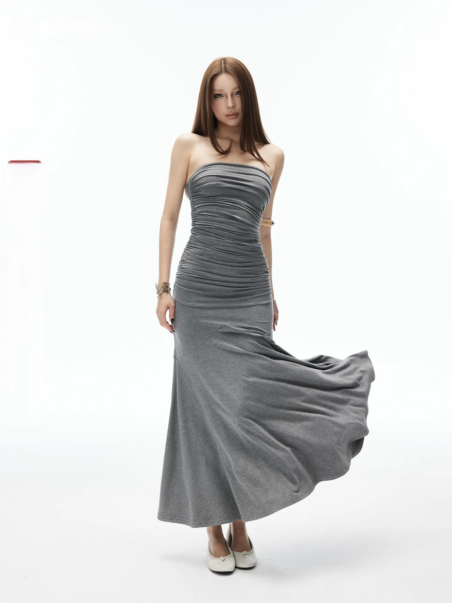 

Low Waist Tailored Fish Tail Half Skirt Set Slim Fit One Shoulder Gown Drawstring Casual Style Fashion Ensemble for Women