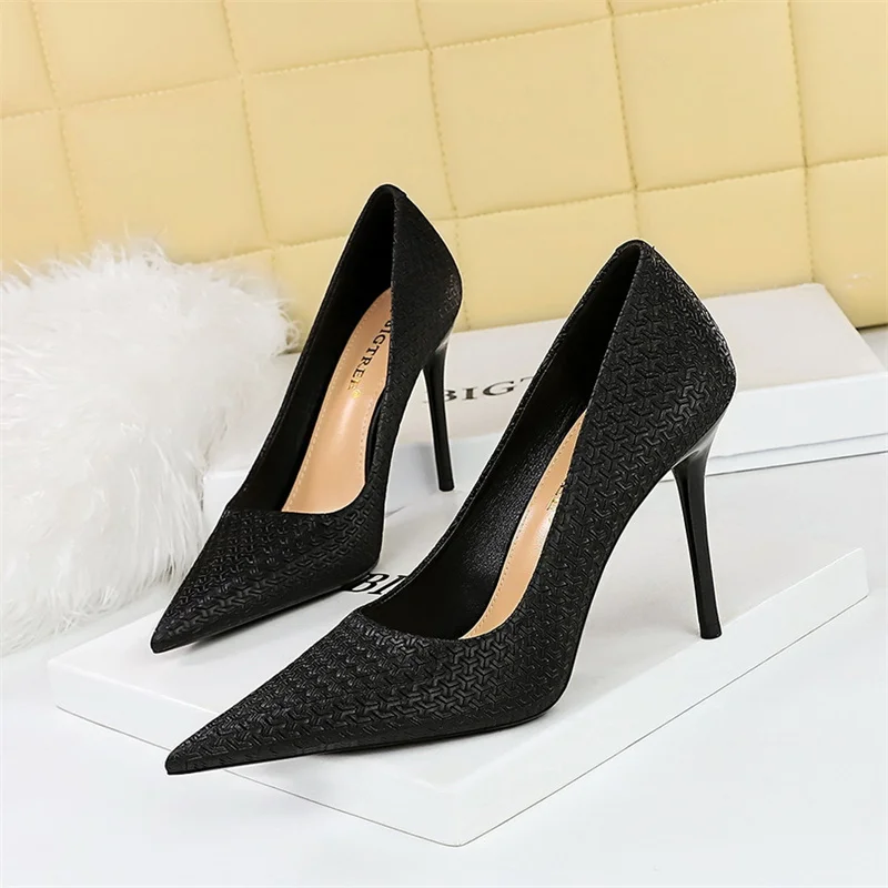 Escarpins à talons hauts College pour femmes, mode amincissante, doux, tissage pointu, Parker ingent, Stiletto, soirée, bureau, mariage, chaussures simples