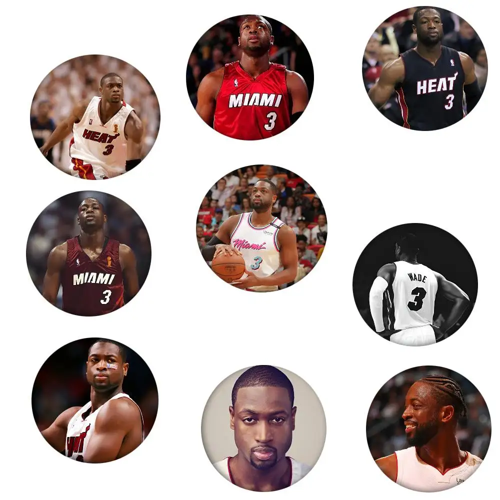 Basketball Star D-Dwyane W-Wade Player Round Badges Can Be Used To Decorate Clothes And Backpack Pins