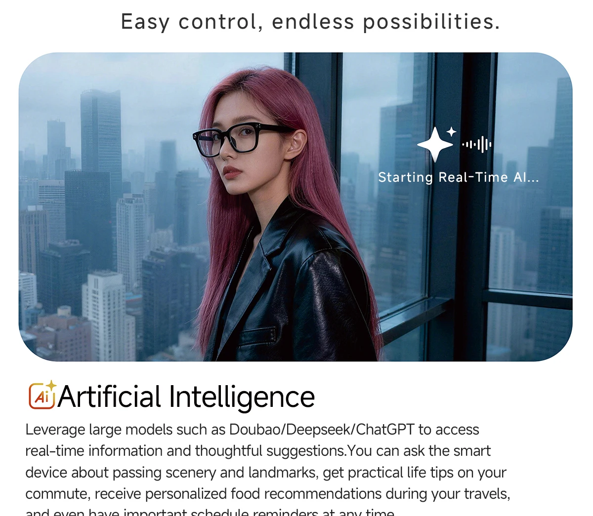 Best Seller AI Smart Glasses Photochromic Lenses Translation AI Assistant HD Camera Charging Box Video Recording BT Call